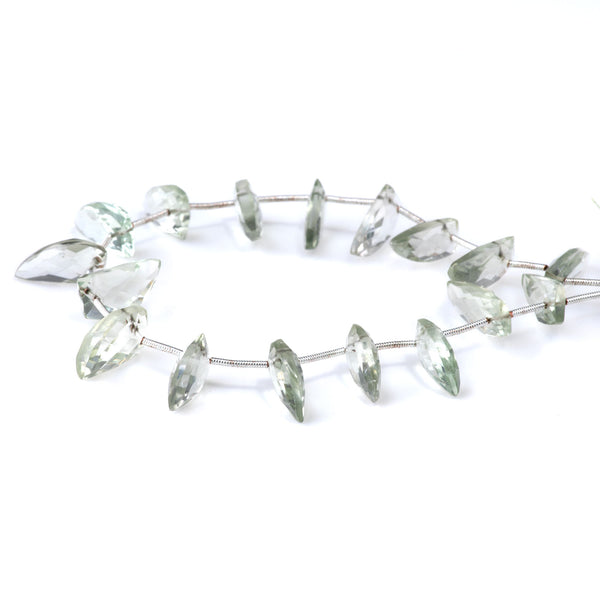 Green Amethyst 8x20mm Faceted Teeth - 9 Inch