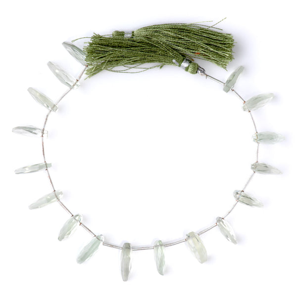 Green Amethyst 8x20mm Faceted Teeth - 9 Inch