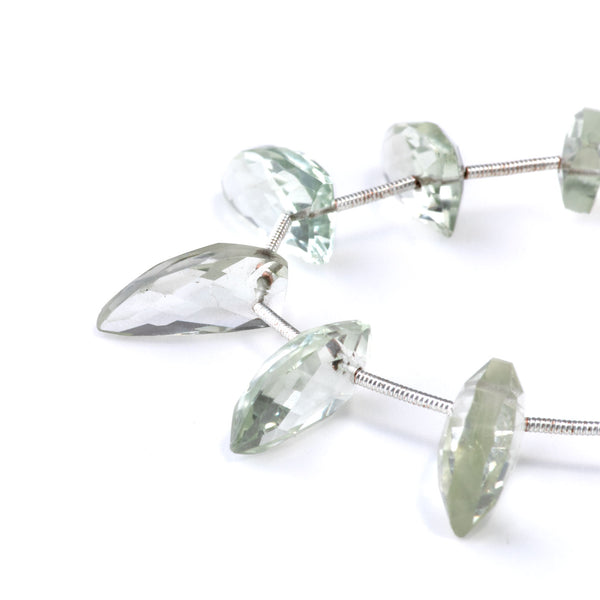 Green Amethyst 8x20mm Faceted Teeth - 9 Inch