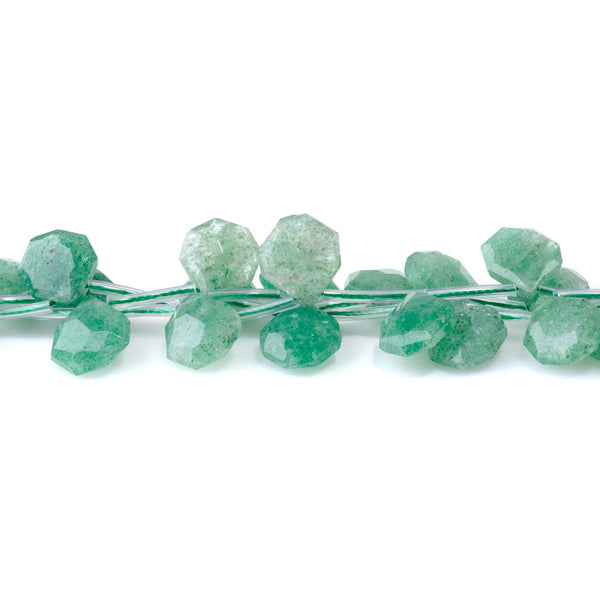 Green Aventurine 13x15mm Faceted Top Drilled Irregular Tear Drop - 15-16 Inch