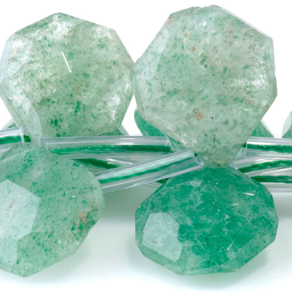 Green Aventurine 13x15mm Faceted Top Drilled Irregular Tear Drop - 15-16 Inch