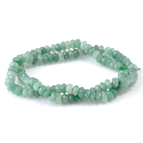 Green Aventurine 3x6mm Faceted Rondelle - 15-16 Inch