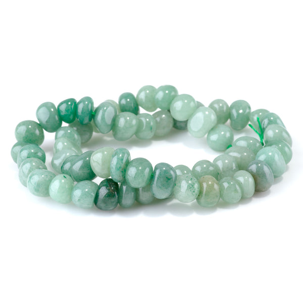 Green Aventurine 8x10-9x13mm Side Drilled Pebble - 15-16 Inch