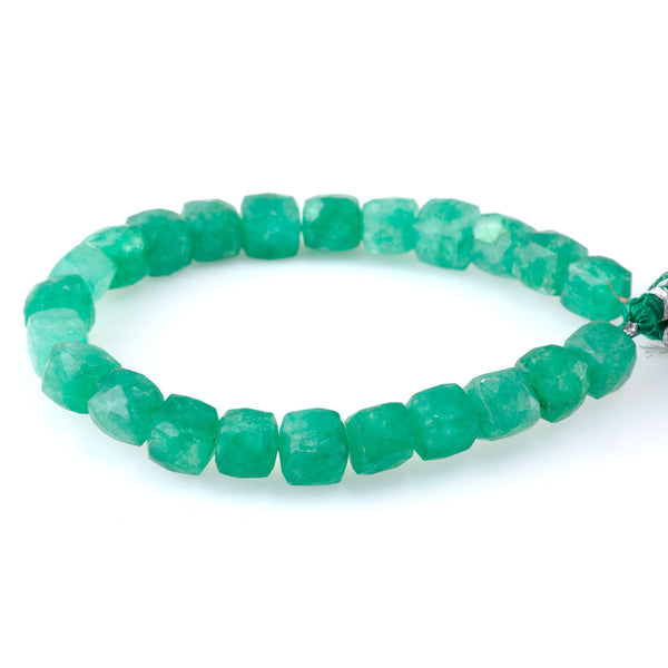 Green Aventurine 8-9mm Faceted Cube - 8 Inch