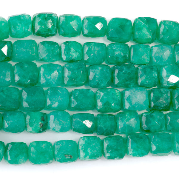 Green Aventurine 8-9mm Faceted Cube - 8 Inch