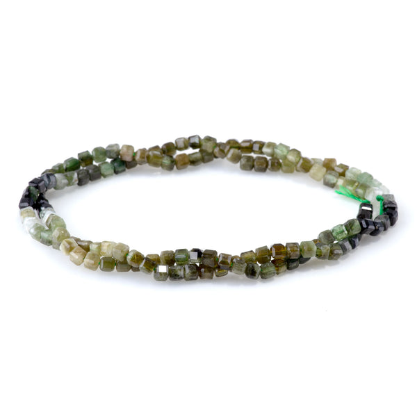 Green Garnet 3mm Banded Table Cut Cube A Grade - 15-16 Inch