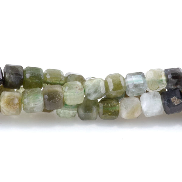 Green Garnet 3mm Banded Table Cut Cube A Grade - 15-16 Inch