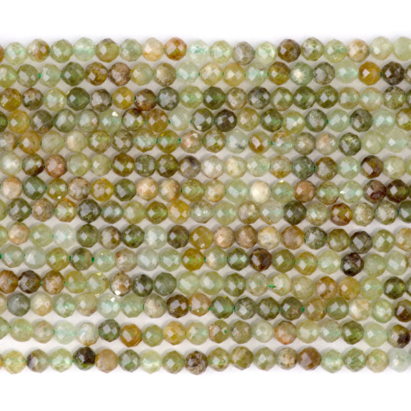 Green Garnet 4mm Faceted Round Beads - 15-16 Inch