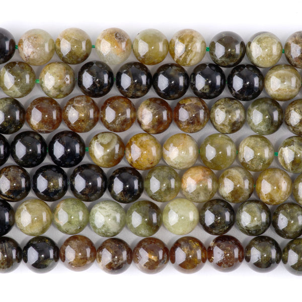 Green Garnet 8mm Round Banded - 15-16 Inch