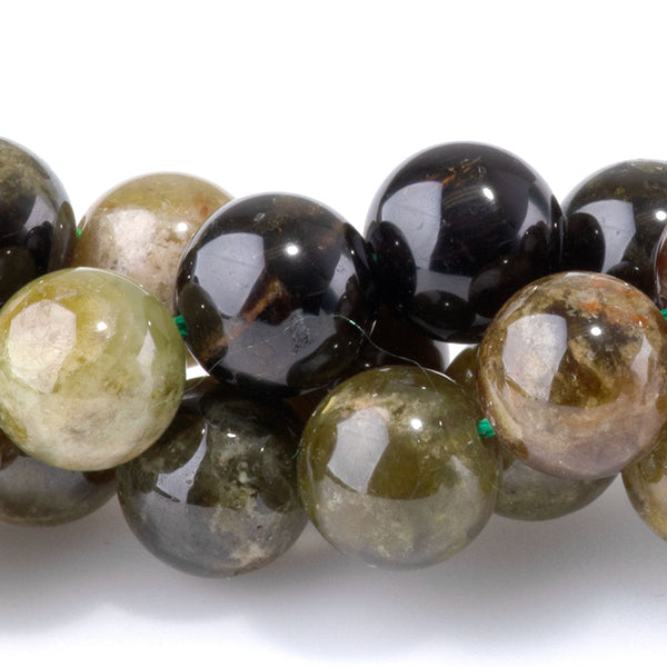 Green Garnet 8mm Round Banded - 15-16 Inch