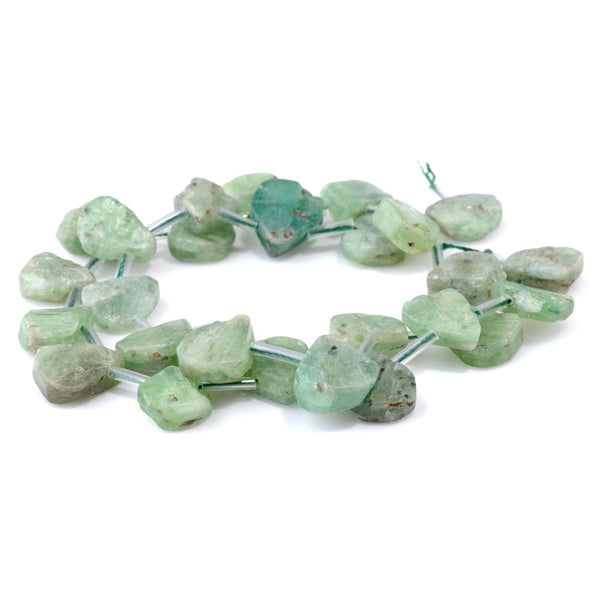 Green Kyanite 9x13-12x16mm Top Drill Irregular Flat Drop - 15-16 Inch