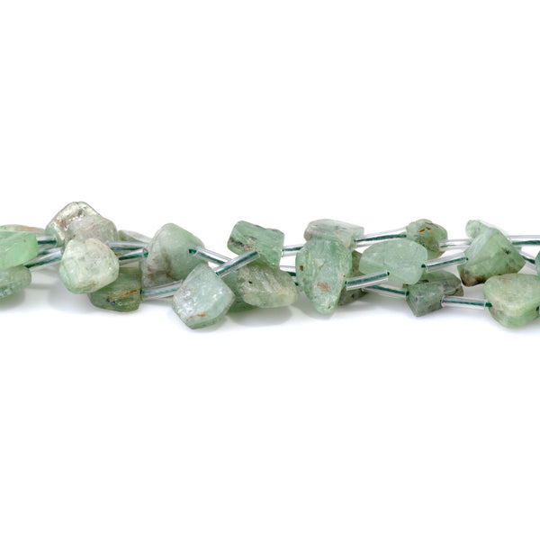 Green Kyanite 9x13-12x16mm Top Drill Irregular Flat Drop - 15-16 Inch