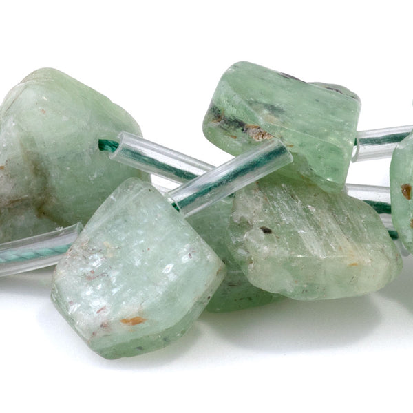 Green Kyanite 9x13-12x16mm Top Drill Irregular Flat Drop - 15-16 Inch