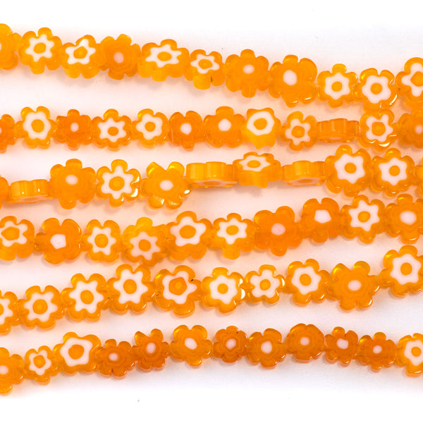 Glass 8mm Yellow Flat Flower - 14-15 Inch