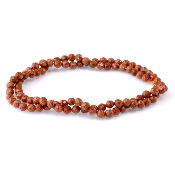 Goldstone 4mm Microfaceted Round - 15-16 Inch