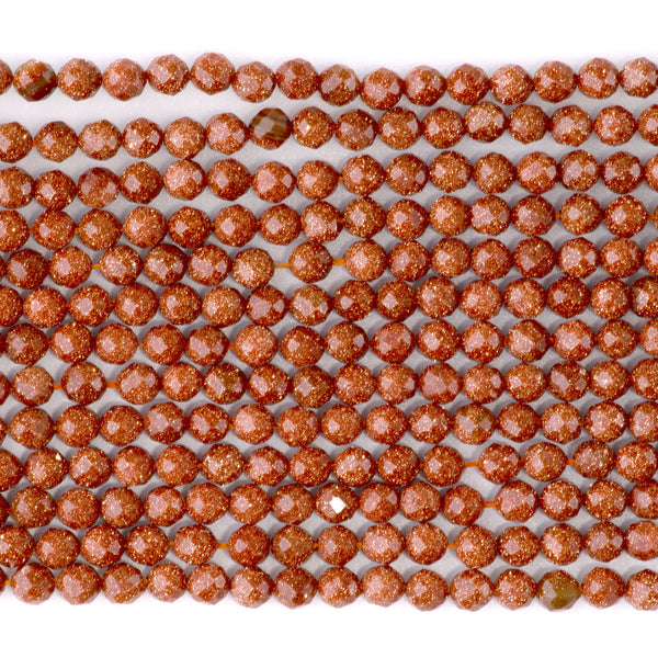 Goldstone 4mm Microfaceted Round - 15-16 Inch