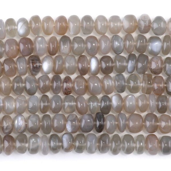Grey Moonstone 8-9mm Irregular Rondelle - 15-16 Inch