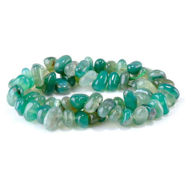Green Agate 8x10-9x13mm Side Drilled Pebble - 15-16 Inch