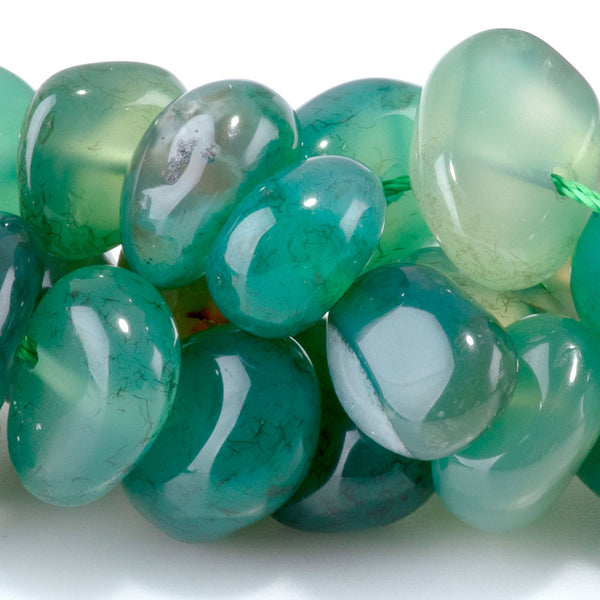 Green Agate 8x10-9x13mm Side Drilled Pebble - 15-16 Inch