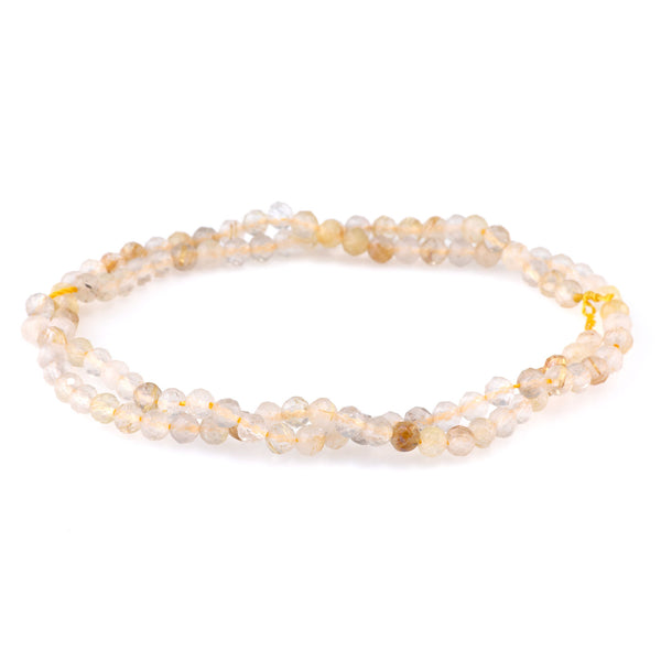 Gold Rutilated Quartz 4mm  Round - 15-16 Inch