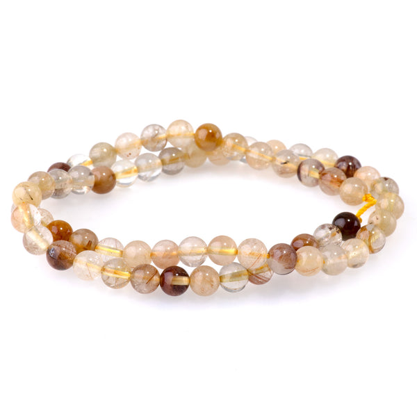 Gold Rutilated Quartz 6mm Round - 15-16 Inch