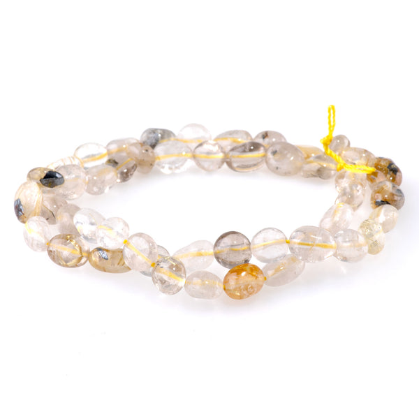 Golden Rutilated Quartz 7x9-8x10mm Pebble - 15-16-Inch