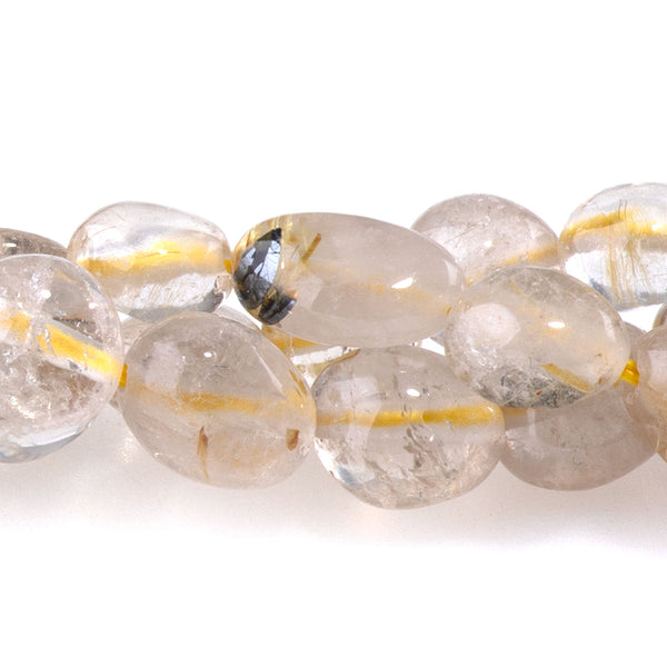 Golden Rutilated Quartz 7x9-8x10mm Pebble - 15-16-Inch