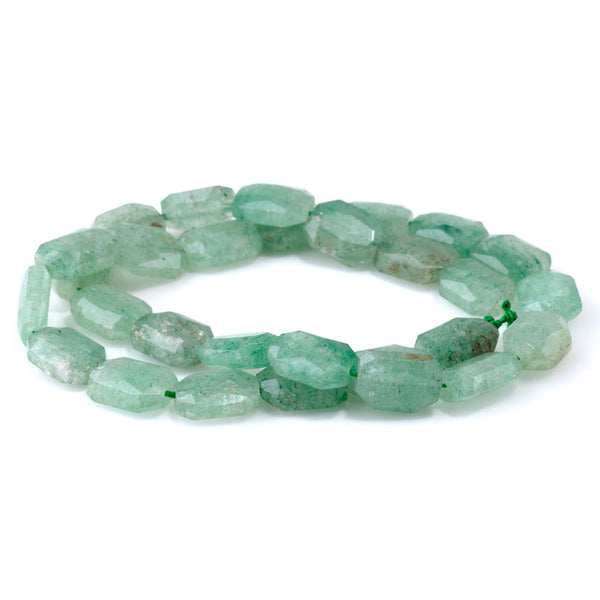Green Strawberry Quartz 9x13mm Flat Free Form Faceted Beads - 15-16 Inch