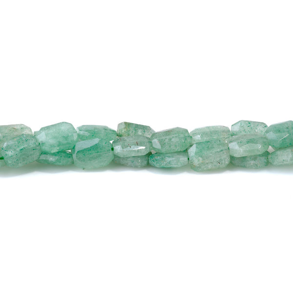 Green Strawberry Quartz 9x13mm Flat Free Form Faceted Beads - 15-16 Inch