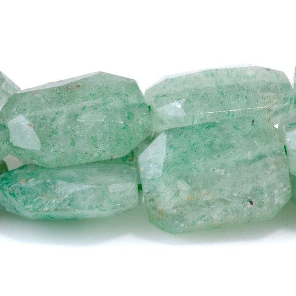 Green Strawberry Quartz 9x13mm Flat Free Form Faceted Beads - 15-16 Inch