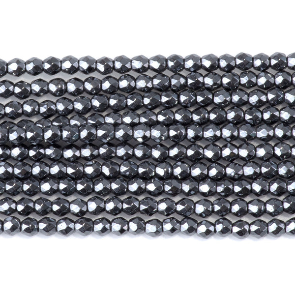 Hematite 2mm Faceted Round - 15-16 Inch