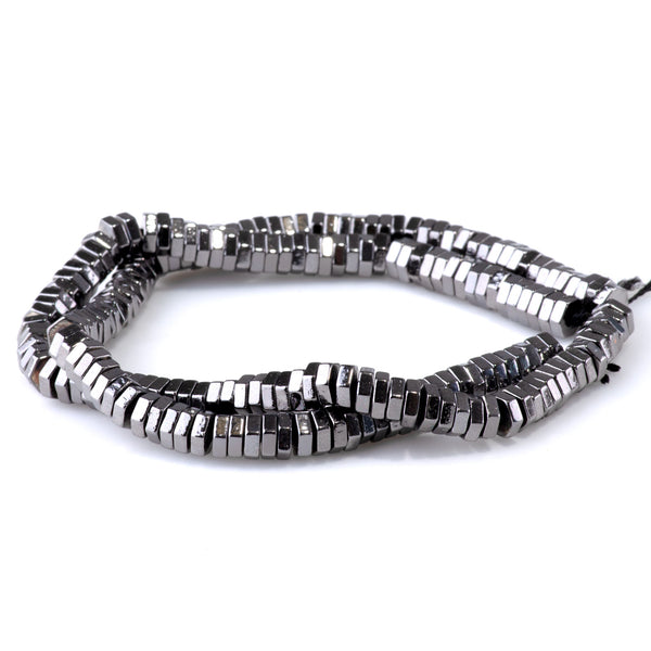 Hematite Black Plated 2x6mm Hexagon - 15-16 Inch