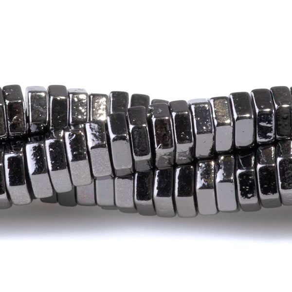 Hematite Black Plated 2x6mm Hexagon - 15-16 Inch