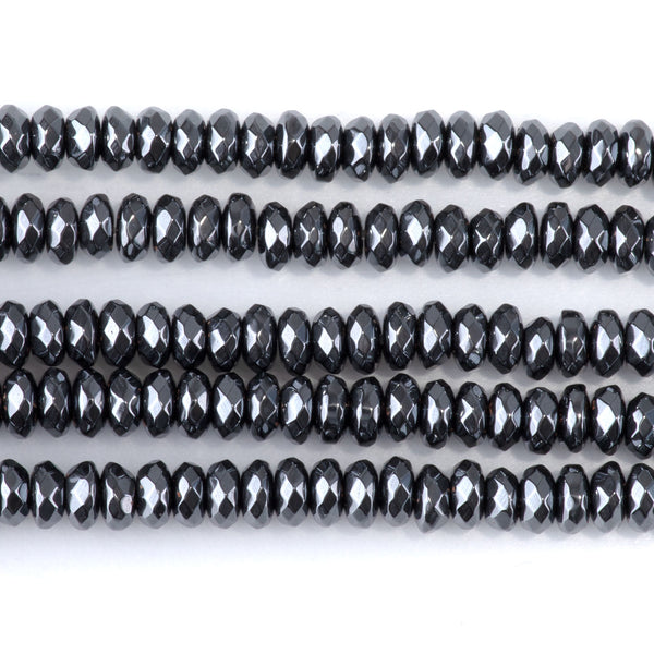 Hematite 4mm Faceted Rondelle - 15-16 Inch