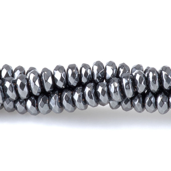 Hematite 4mm Faceted Rondelle - 15-16 Inch