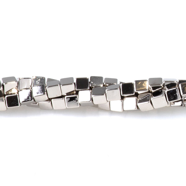 Hematite Antique Silver Plated 2mm Cube   - 15-16 Inch