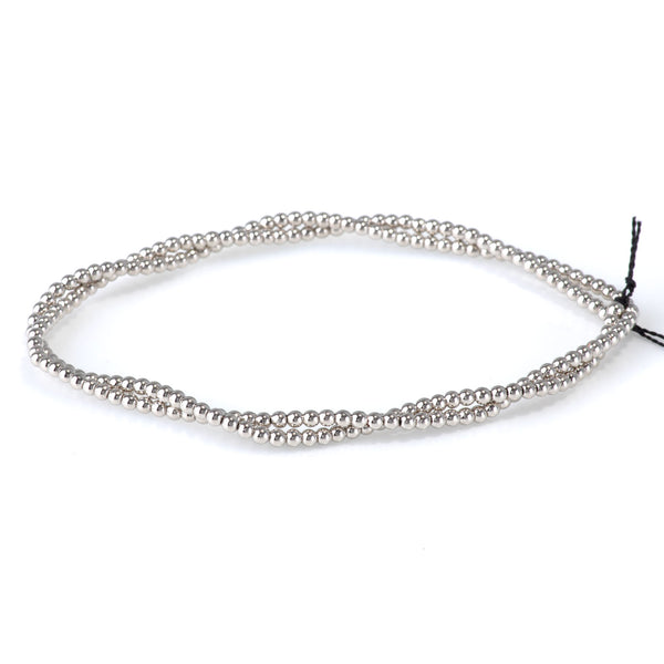 Hematite Antique Silver Plated 2mm Round - 15-16 Inch