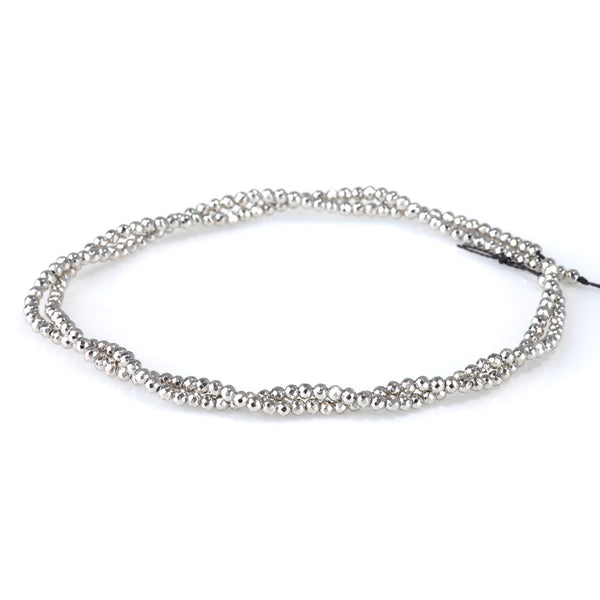 Hematite Antique Silver Plated 2mm Faceted Round - 15-16 Inch