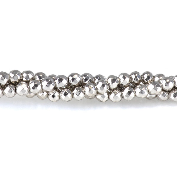 Hematite Antique Silver Plated 2mm Faceted Round - 15-16 Inch