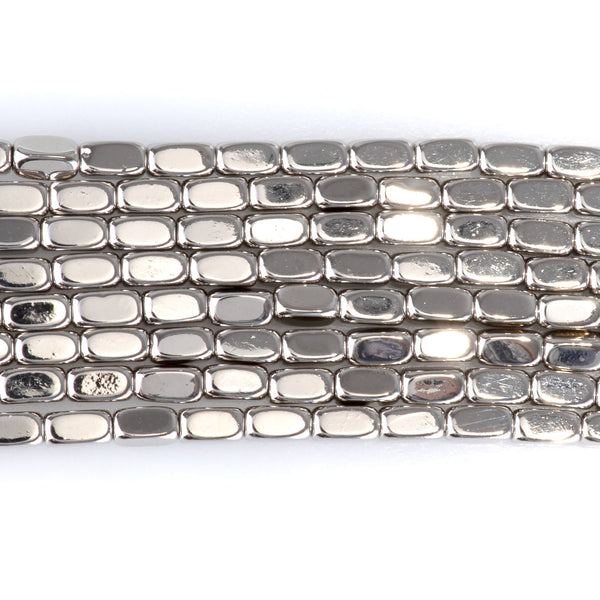 Hematite Antique Silver Plated 2x4mm Corner Cut Nugget - 15-16 Inch