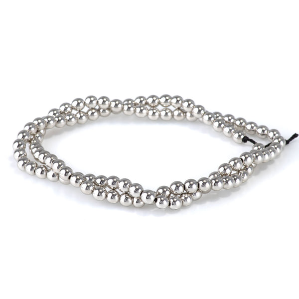 Hematite Antique Silver Plated 4mm Round - 15-16 Inch