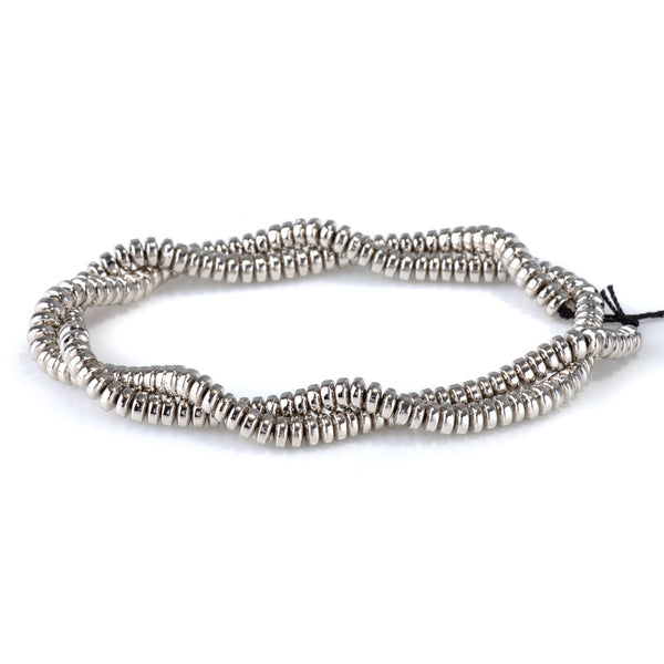 Hematite Antique Silver Plated 4mm Rondelle - 15-16 Inch