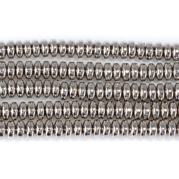 Hematite Antique Silver Plated 4mm Rondelle - 15-16 Inch