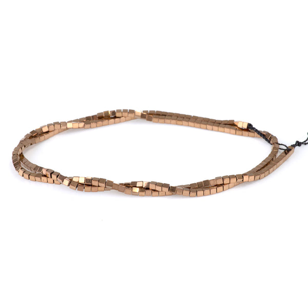 Hematite Copper Plated 2mm Cube   - 15-16 Inch