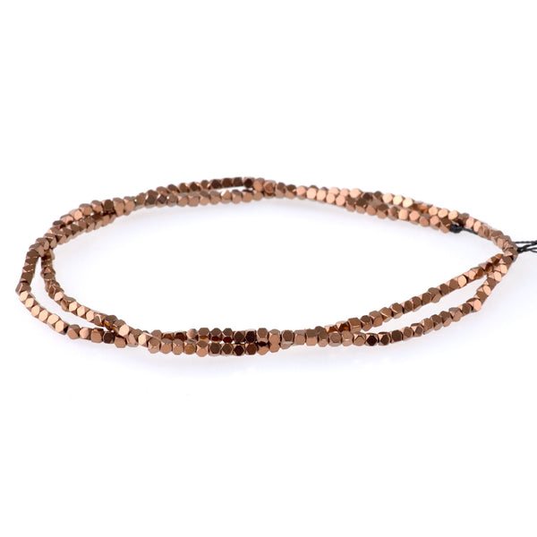 Hematite Copper Plated 2mm Cut Cube 15-16 Inch