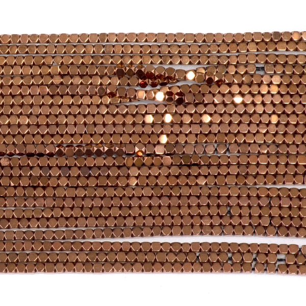 Hematite Copper Plated 2mm Cut Cube 15-16 Inch
