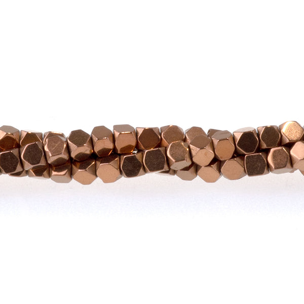 Hematite Copper Plated 2mm Cut Cube 15-16 Inch