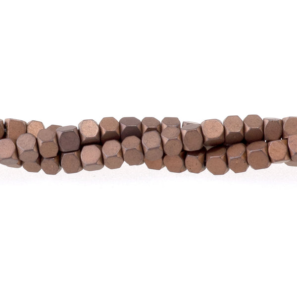 MATTE Hematite Copper Plated 2mm Cut Cube 15-16 Inch
