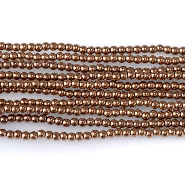 Hematite Copper Plated 2mm Round - 15-16 Inch