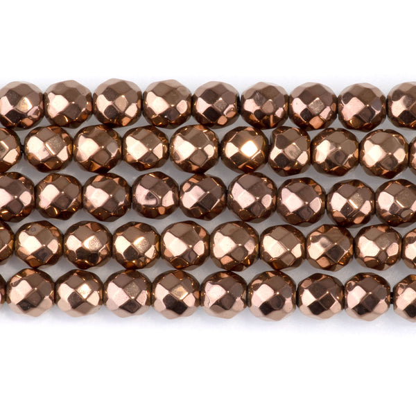 Hematite Copper Plated 4mm Faceted Round - 15-16 Inch